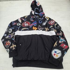 Ultra Game Hoodie 1/4 Zip Jacket NFL Teams Black Mens L Hoodie Windbreaker